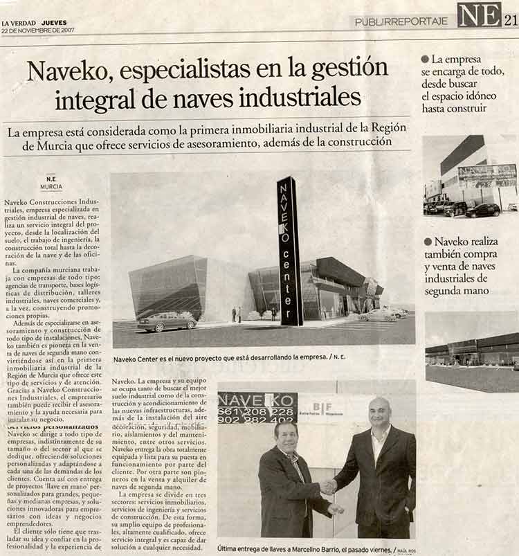 Especialistas en la gestión integral de naves industriales artículo en La Verdad sobre Naveko